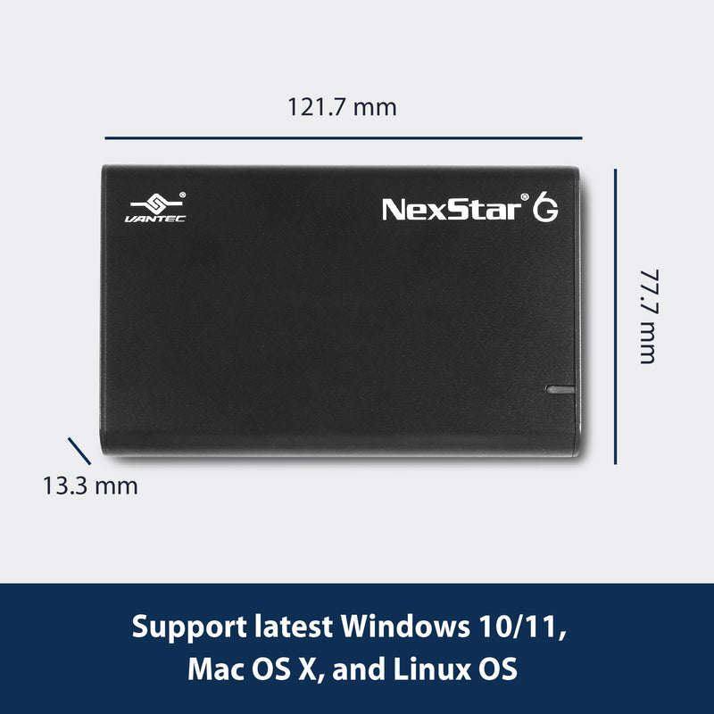 NexStar 6G, 2.5” SATA III to USB 3.2 Gen1 External SSD/HDD Enclosure, ID: Black