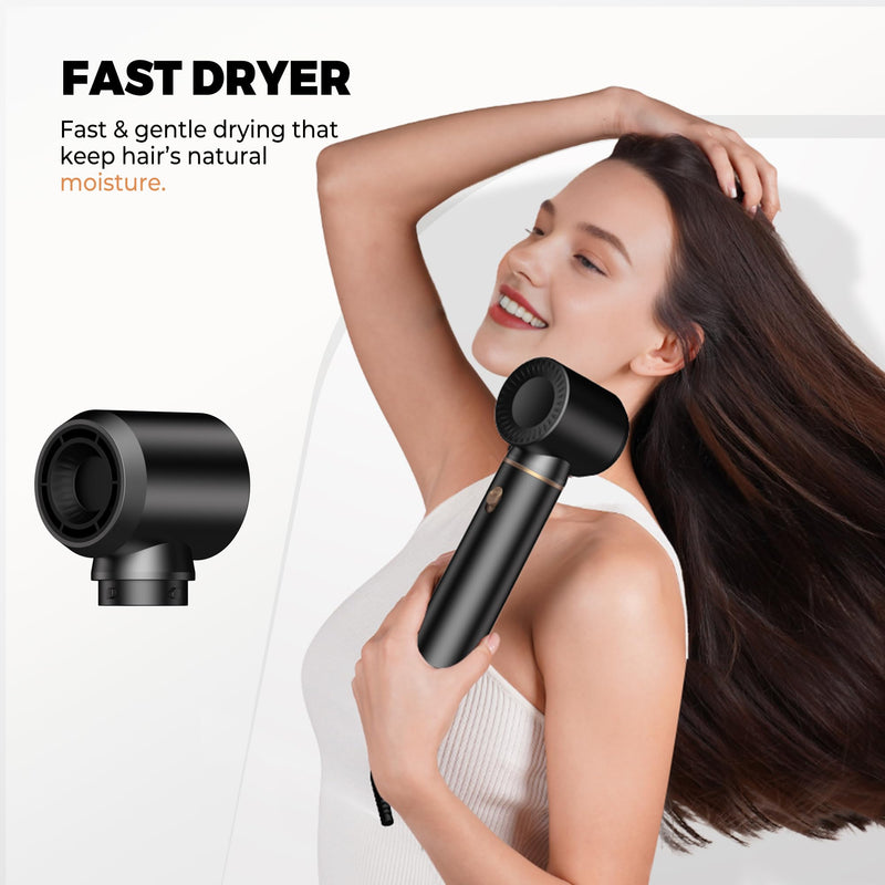 [AUSTRALIA] - OKWRAP Airbrush 5 in 1 LCD 5 in 1 Hair Styler Multi-Blow Dryer Brush | Air Styler Set Multi-Blow Dryer Brush Set with Curl, Straighten, Wavy, Smooth, Magic Styler for All Hair Types and Lengths Black