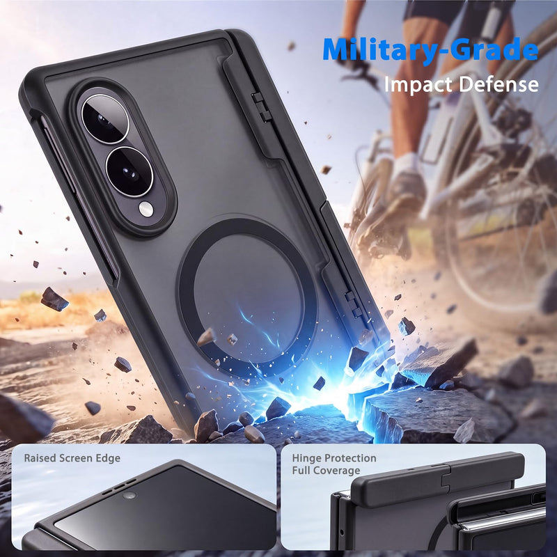 for Samsung Galaxy Z Fold 8 Wide Case with Invisible Kickstand | Privacy Screen Protector Full Body Hinge Protection Compatible with MagSafe Slim Magnetic Case for fold 8 Black