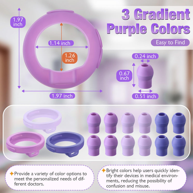 3 Silicone Protective Cover & 12 Ear Tips Replacement Accessories Compatible with EKO Core 500 Digital Stethoscope, Echo Stethoscope Accessories, Dustproof Protection Design(Purple) Purple