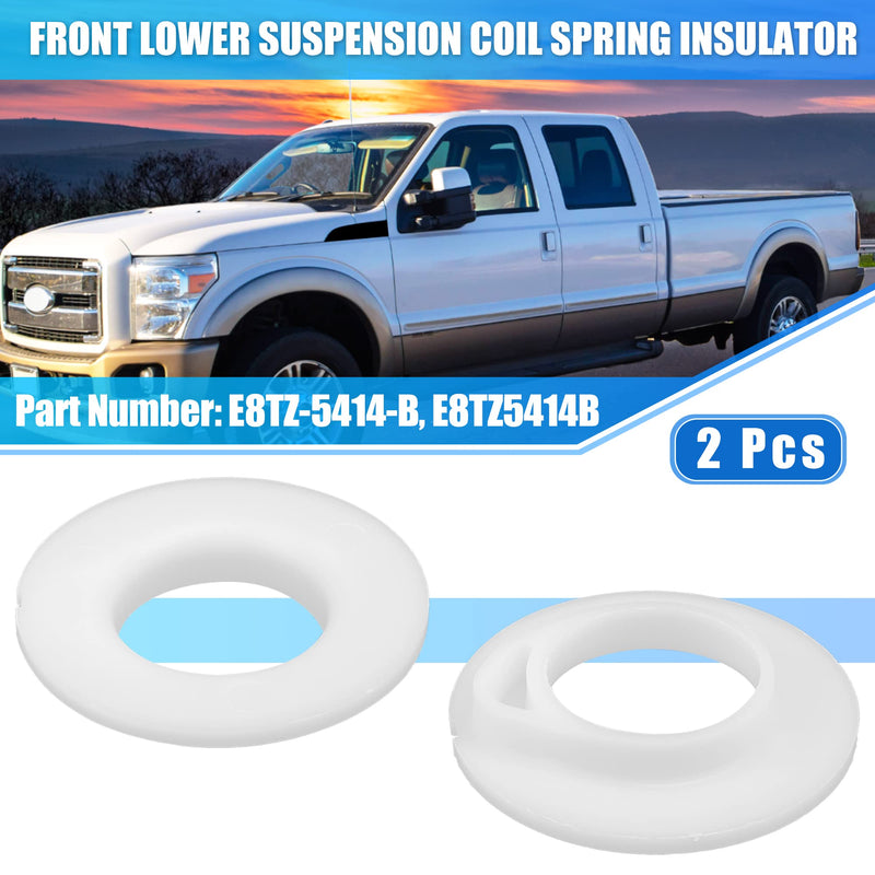X AUTOHAUX 2 Pcs Front Lower Suspension Coil Spring Insulator E8TZ-5414-B for Ford F150 F250 F350 Super Duty Lower Spring Insulator Upper Bracket Insulator RWD Model Only
