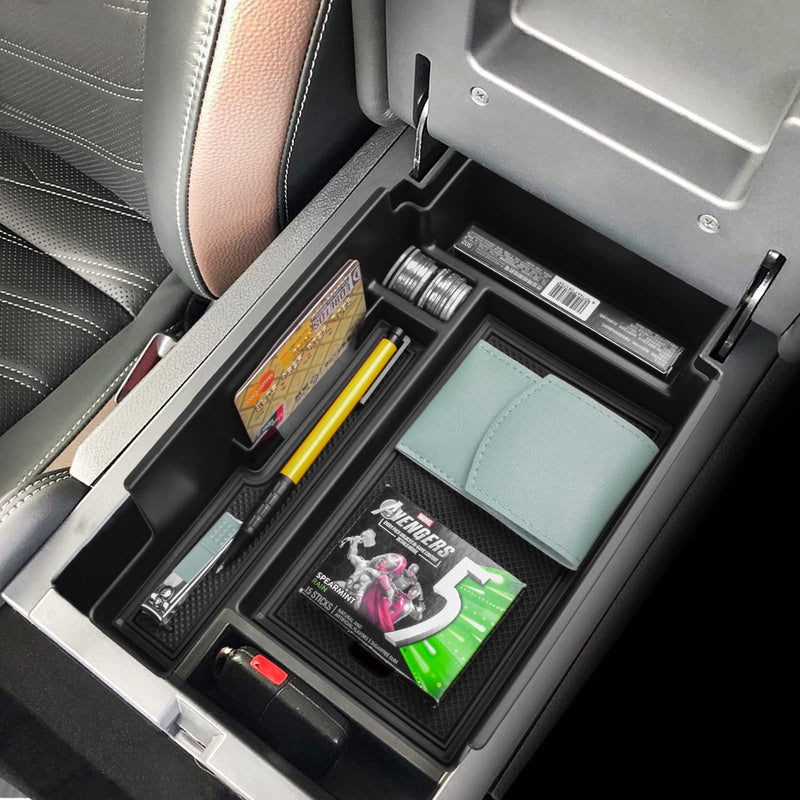 EDBETOS Center Console Organizer Tray Compatible with Nissan Pathfinder Accessories 2022 2023 2024 2025 R53 Interior Secondary Armrest Storage Glove Box Divider ABS Material, Black Trim