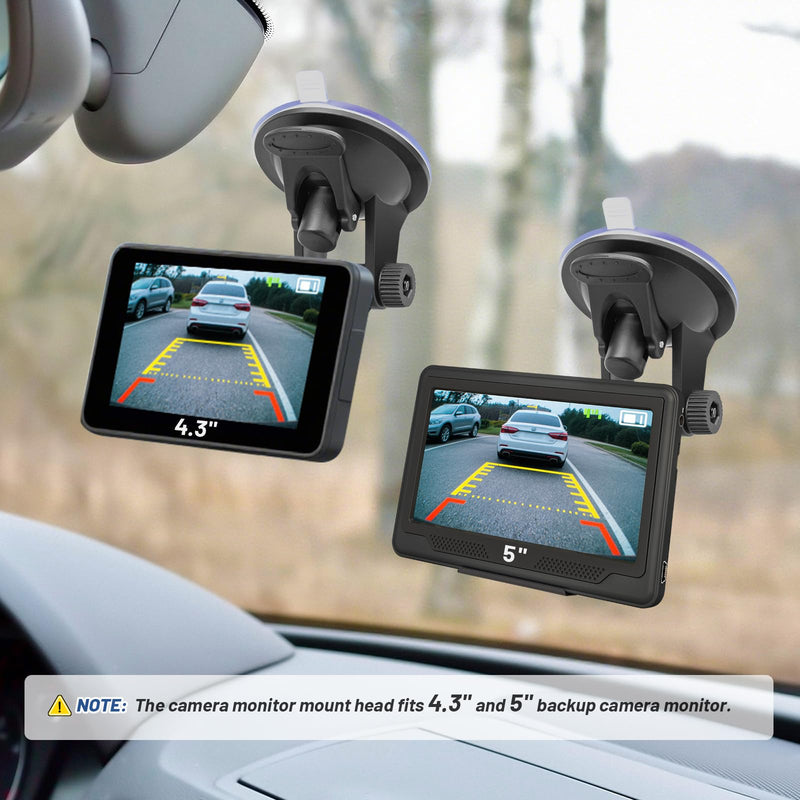 EWAY (2-Pack 4-Hole Suction Cup Mount for Backup Camera 4.3"/5" Monitor, Knob-Lock Adjustable Dashboard Windshield Monitor Mounting Bracket Holder for Carplay Rear View Camera Screen Display Stand