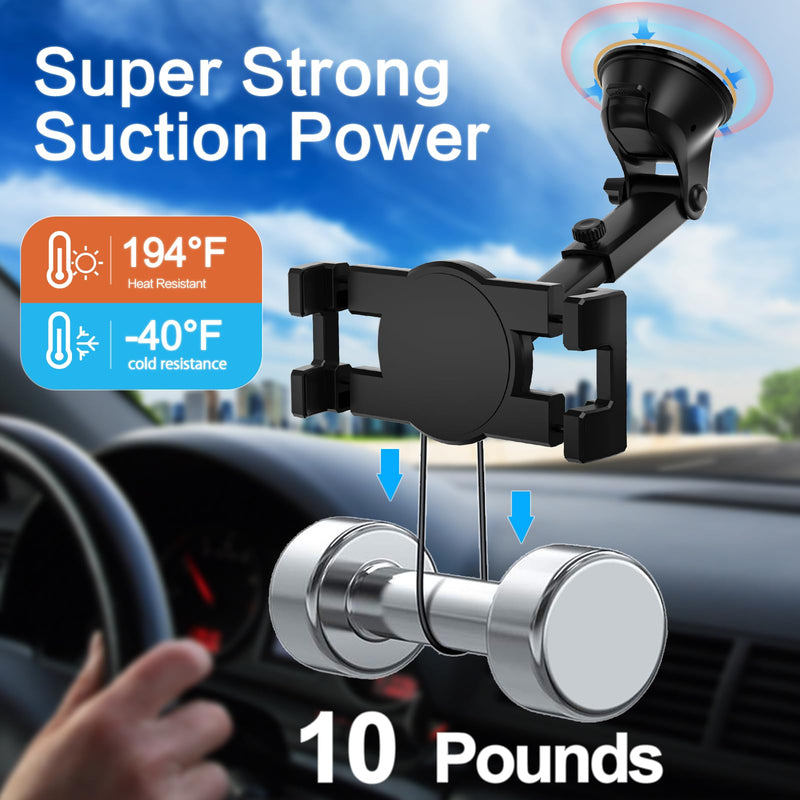 Dashboard Car Tablet Mount Suction [Telescopic Adjustable Arm] Car Dash Windshield Tablet Holder for iPad Pro 12.9 Air Mini, Galaxy Tabs, Fold, iPhone, 4-13" Tablets & Phones
