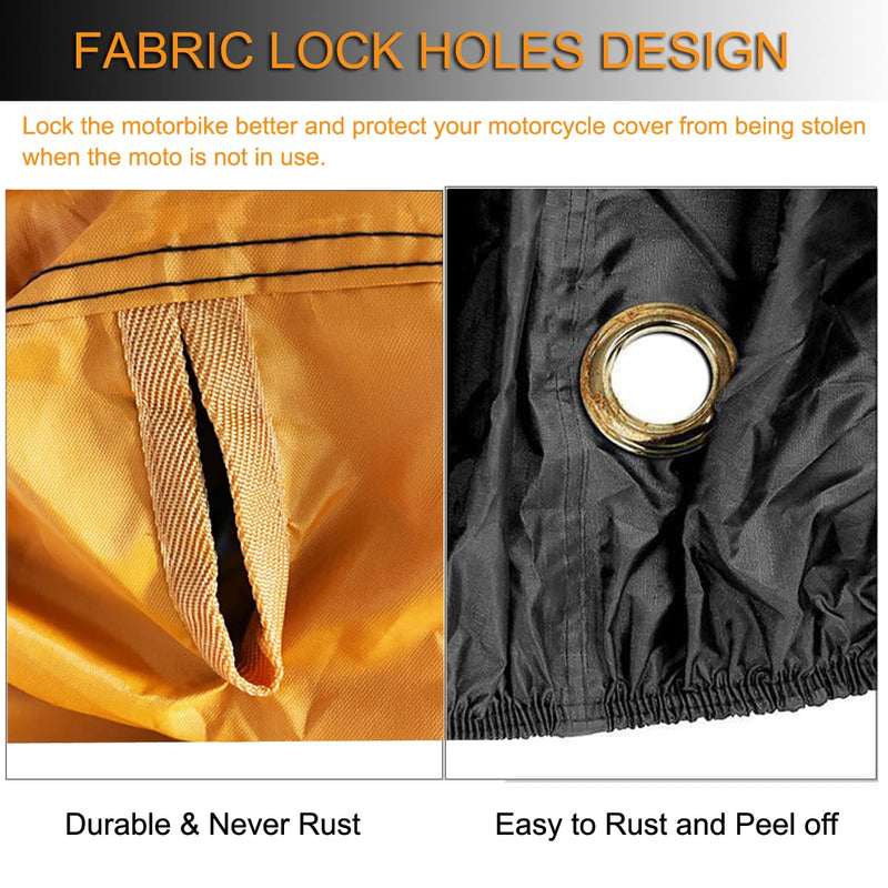 Motorcycle Cover Waterproof Outdoor, 300D Heavy Duty Motorcycle Cover for Harley Davidson Sportster 1200 883 Fat Boy 114 Street Bob, All Seasons Protection Scooter Cover Fits up to 96" XXL (Fits up to 96")