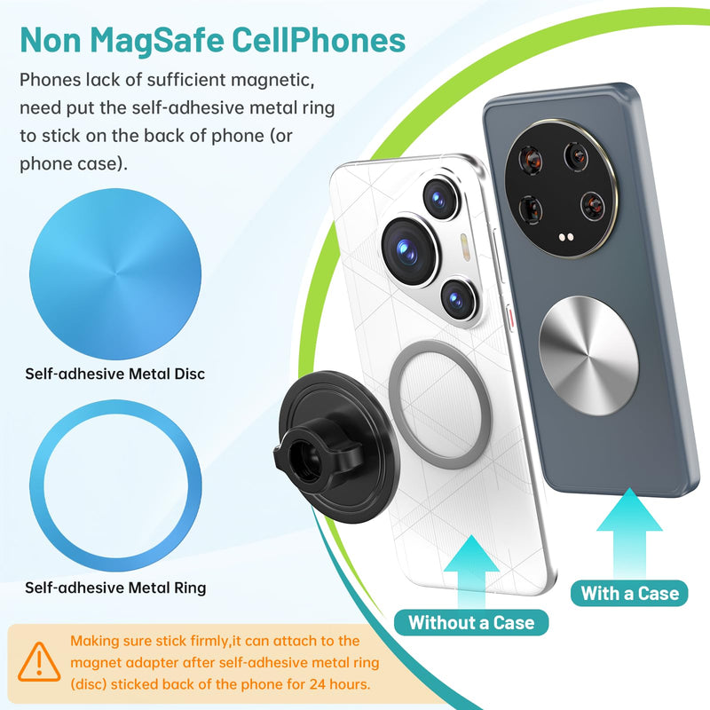 Magnetic Stroller Phone Holder Clamp Mount,20 x N52 Strong Dual Magnets | Handlebar Mount for Treadmill/Peloton/Spin Bike/Gym/Shopping/Golf Carts, Compatible with MagSafe iPhone 12–17 & Android