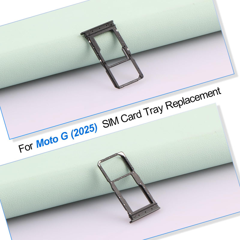 2PCS Sim Card Tray for Motorola Moto G 5G 2025 SD Card Tray for Moto G 5G 2025 XT2513V XT2513-1 XT2513-2 Slot Holder Replacement with Open Eject Pin（Black）