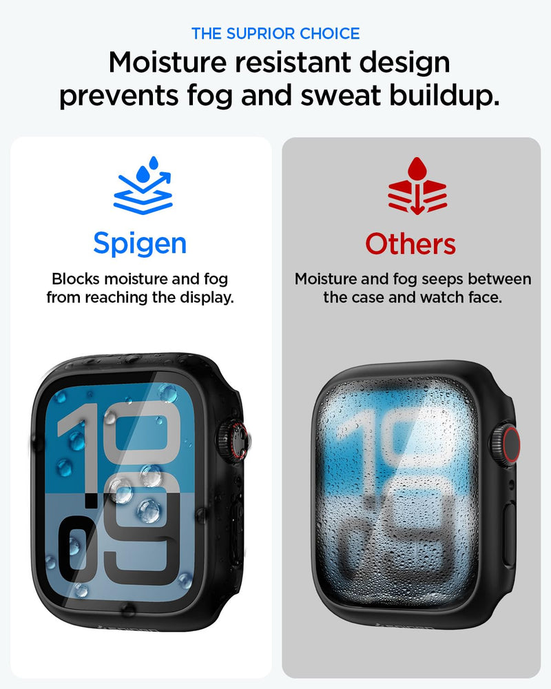 Spigen Thin Fit 360 for Apple Watch 40mm Waterproof Case | Built-in Touch Sensitive Tempered Glass Screen Protector for Apple Watch Series SE3/SE2/6/SE/5/4 Cover - Black Black with Waterproof Screen