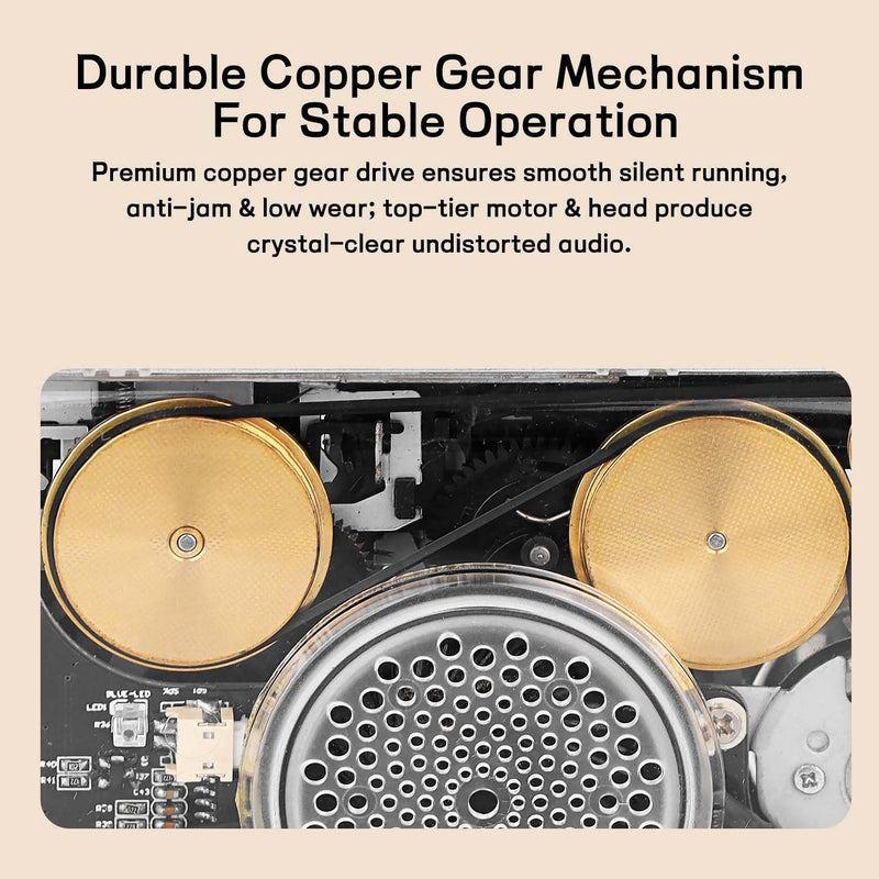 Copper Wheel Movement＆Earphone,Cassette Tape to MP3 Converter with Tape Converter Software,Powered by USB Power Cord or AA Battery (Silver) silver
