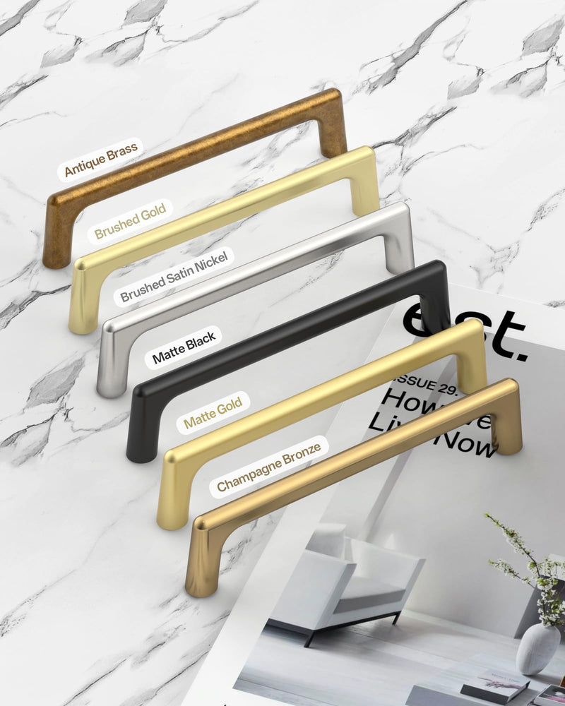 10 Pack 5"(128mm) Brushed Gold Cabinet Pulls Kitchen Cabinet Handles Drawer Handle Cupboard Hardware for Cabinets 5" Hole Center 10
