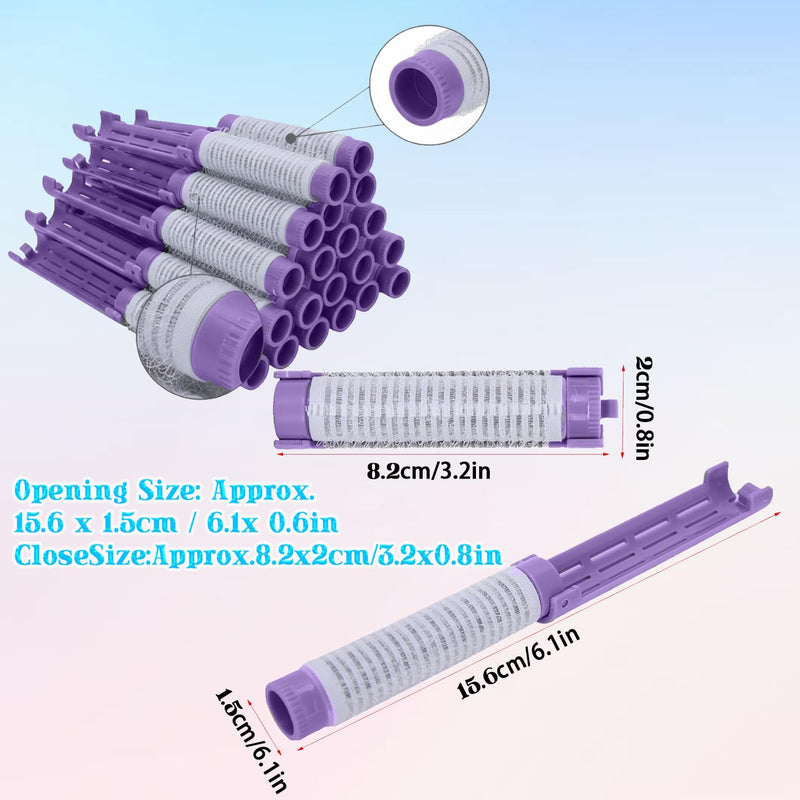 20pcs Hair Rollers Perming Rods, Fluffy Plush Hair Rollers Curler(Purple) | Plastic/Resin Perm Rods With Plush Lock Design For Comfy, Salon-Style Waves & Curls At Home Medium Purple 1 count (Pack of 20)