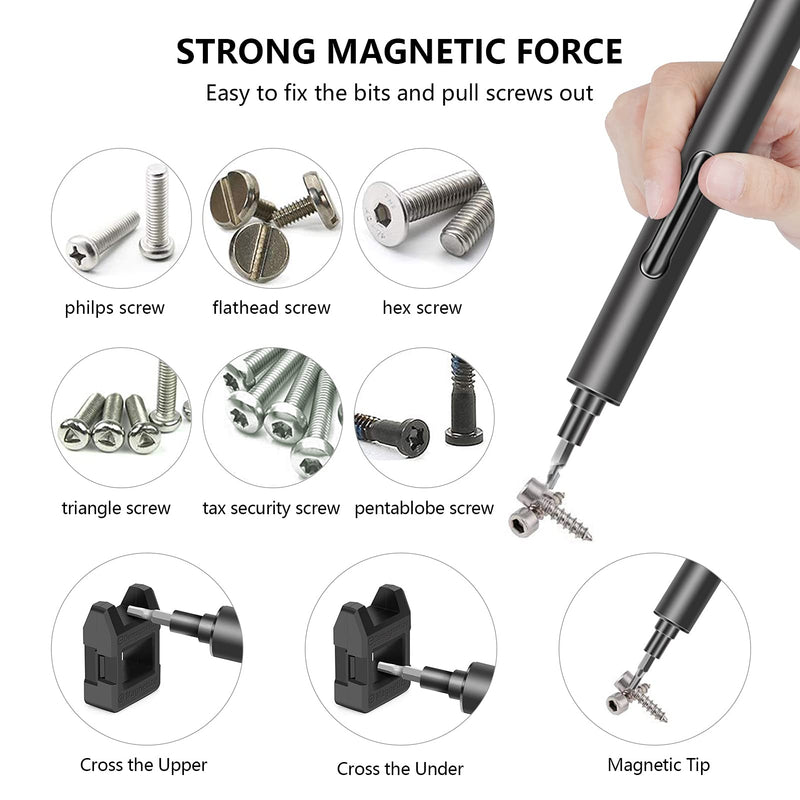 Mini Electric Screwdriver - 3.7V Small Cordless Precision Screwdriver Set - 55 Precision Bits & LED Light & Magnetic Mat - Repair Tool for Electronics Phone Watch Camera Laptop 55 IN 1