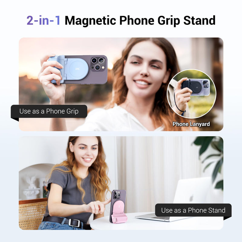 Magnetic Smartphone Shooting Holder Cell Phone Hand Grip Handle Snap On Phone Stand with Tripod Mount & Wireless Shutter Remote for iPhone 15 14 13 12 Pro Max Android Cellphone Vlog Video Photography BLACK