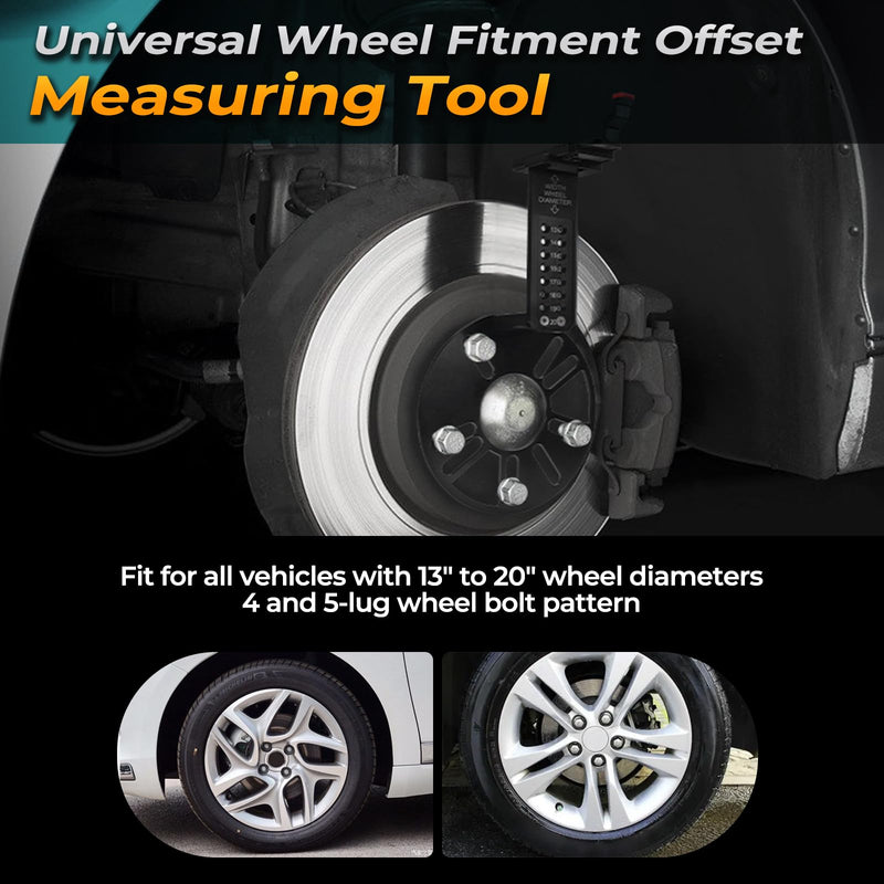 Wheel Fitment Tool,Car Wheel offset measuring tool for 13-20' Wheel, Upgraded Car alignment tool kit with Allen Wrenches Sets, Aluminum Alloy Materialand More Precise ET Values