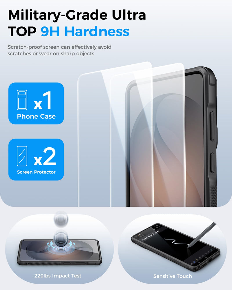 ATATOO for Samsung Galaxy S26 Ultra Case Magnetic with Stand, 6.9", Black | 2X Screen Protectors, Compatible with MagSafe, Slide Camera Cover, Military Grade Protection, Case for Galaxy S26 Ultra, 2026