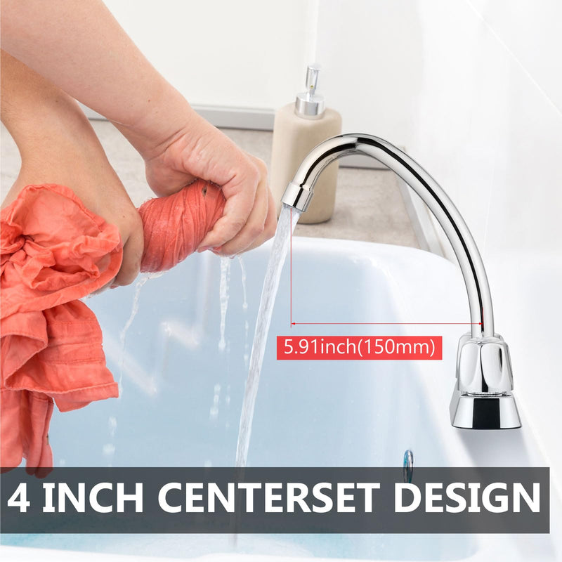 2 Handles Utility Laundry Sink Faucet 4 Inch Centerest Laundry Faucets for Utility Sink with Swivel Spout Polish Chrome