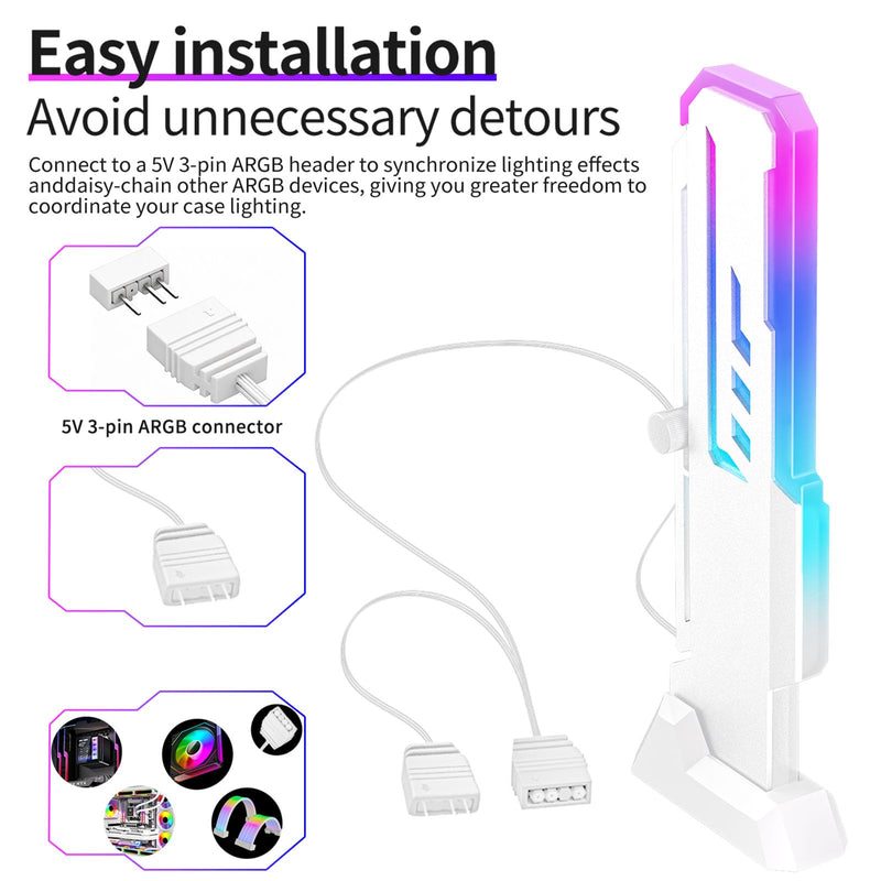 GPU Support Bracket, GSCOLER Universal Graphics Card Support, 60-163mm Adjustable Anti Sag GPU Stand for Universal Video Cards, 16.8M RGB Modes GPU Brace with Magnet & Non-Slip Base for Heavy-Duty GPU