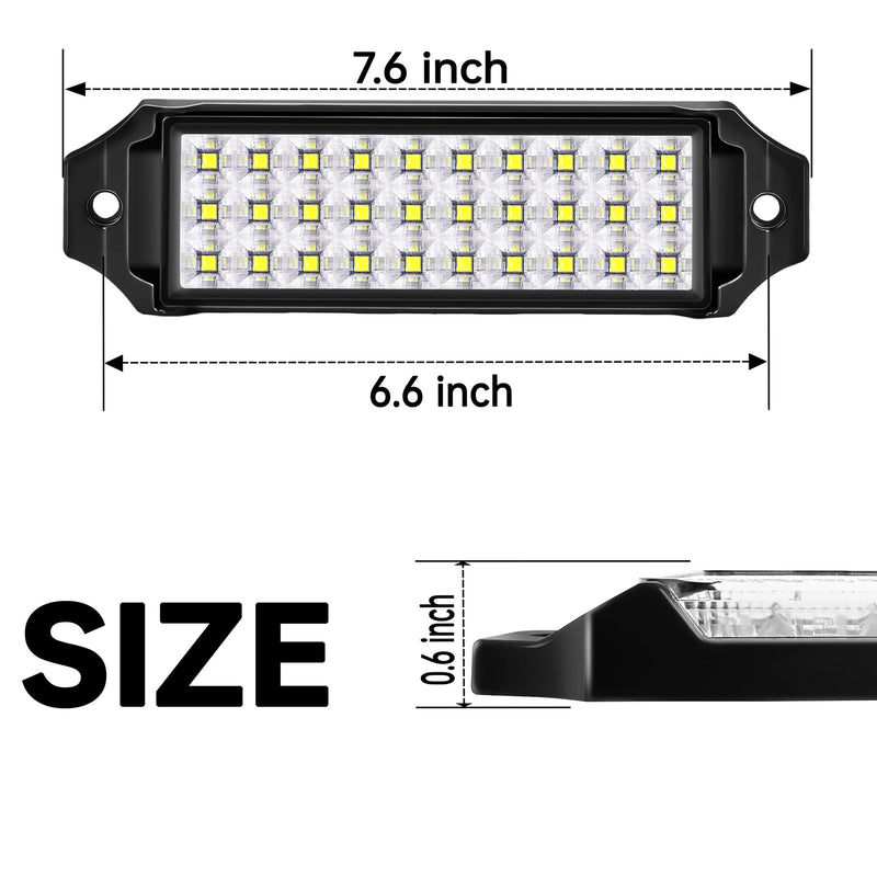 Flush Mount LED Pod Lights, 2PCS 40W Bumper Backup Reverse Spot Off-Road Driving Fog Work 6 Inch LED Light Bar for Truck ATV UTV Boat (White) White