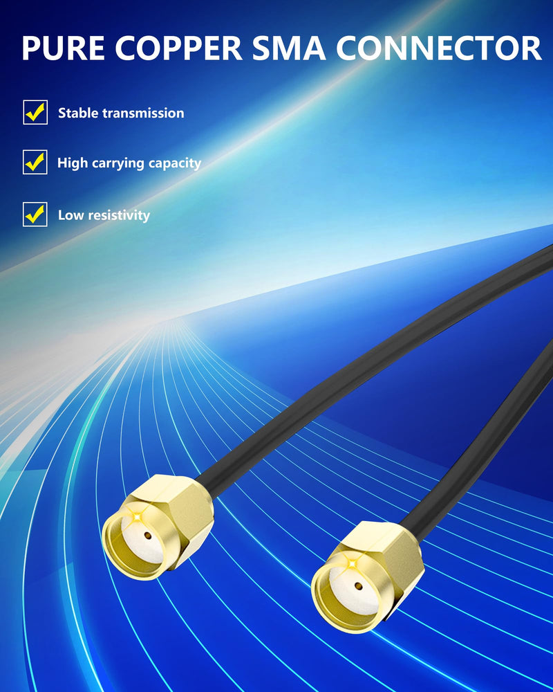 High Gain 12dBi WiFi 6E Antenna with Magnetic Base – Tri-Band 2.4GHz/5.8GHz/6GHz, 3FT RG174 Cable, RP-SMA Connector for Enhanced Signal on Desktop PCs and WiFi Routers Black