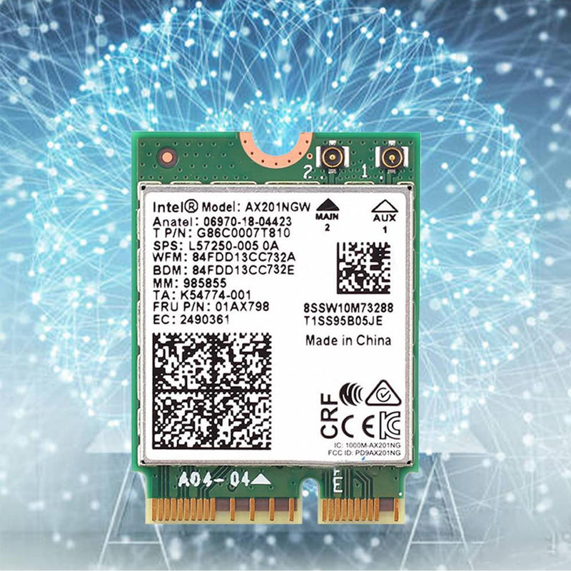 AX201NGW WiFi 6 Card, M.2 Laptop 2.4Gbps 802.11ax. AX201 Wireless Card 11AX WiFi Adapter with Bluetooth 5.2 Mu-Mimo for Windows 10/11 64-bit, Google Chrome OS, Linux(64bit)
