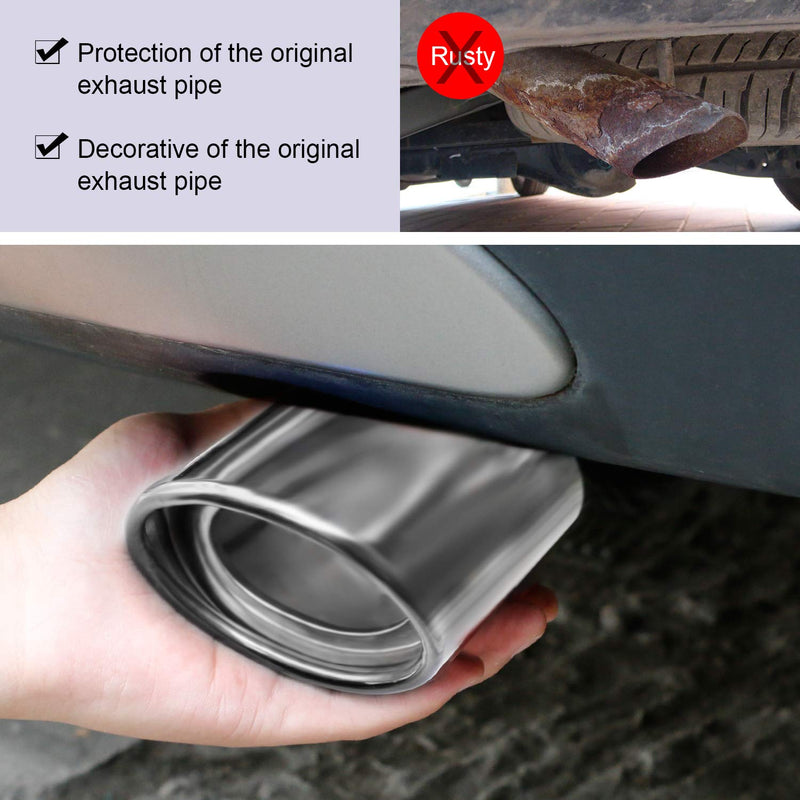 Dsycar Universal Stainless Steel 1.5" - 2.25" Inlet Exhaust Tips, Fit Pipes Diameter 1.5-2.25 inch, Adjustable Car Decoration Chrome-Plated Finish Exhaust Tailpipe Tip, 3.3" Outlet, 5.4" Long Straight