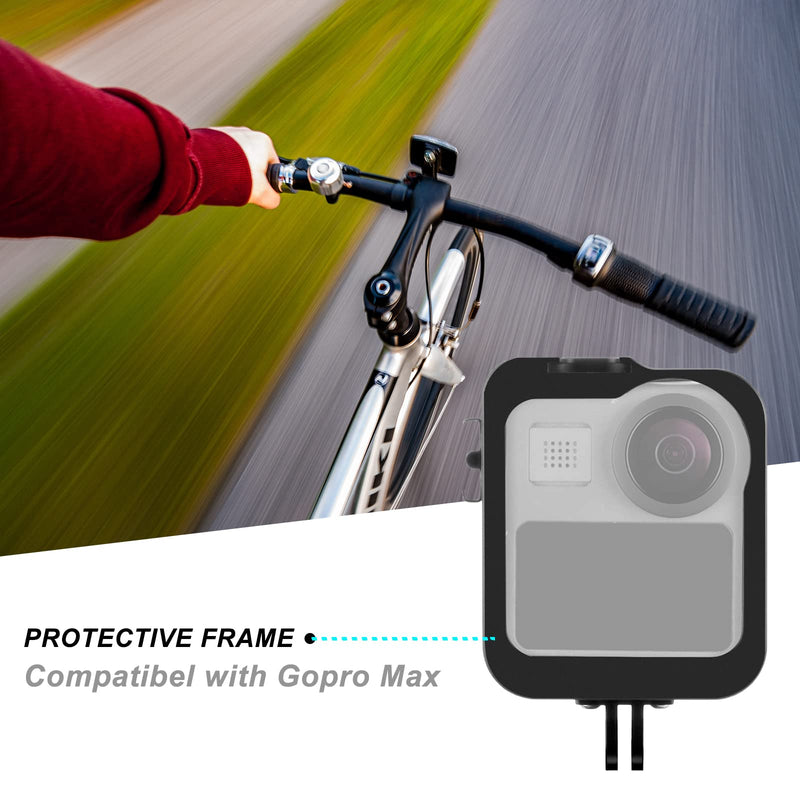 Accessories for Gopro Max Aluminum Alloy Case, Frame Protector Housing Shell with Hot Shoe Interface Compatible GoPro MAX Official Replacement Protective Lense MAX Aluminum frame