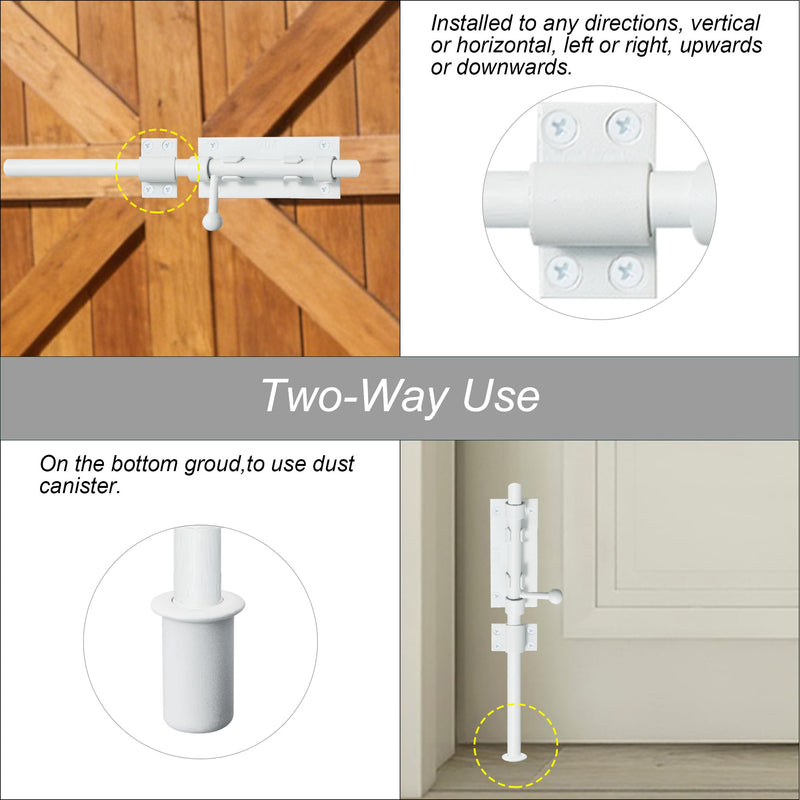 Barrel Bolt Latch 9.6 Inch White Heavy Duty 304 Stainless Steel Slide Bolt Gate Latch Hardware for Outdoor Fence Wooden Gates Barn Door Inside Door White 1 Pack