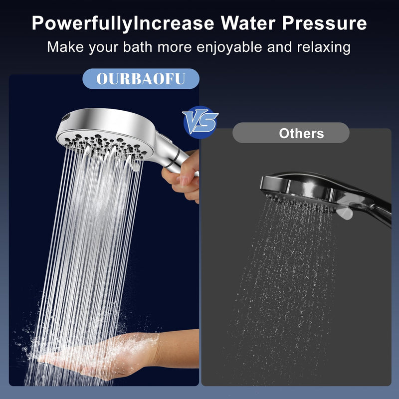 Filtered Shower Head with Handheld, High Pressure 7-Spd Detachable Chrome Showerhead with Stainless Hose, Water Softener Filter Beads for Hard Water - Remove Chlorine, Reduce Dry Itchy Skin 1 Filters Sliver