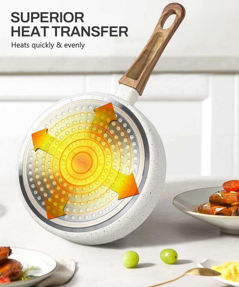 MICHELANGELO Small Frying Pan Nonstick - 6 Inch Single Egg Frying Pan, Mini Skillet with Stay-Cool Handle, Non-Toxic Omelette Pan, White White Granite
