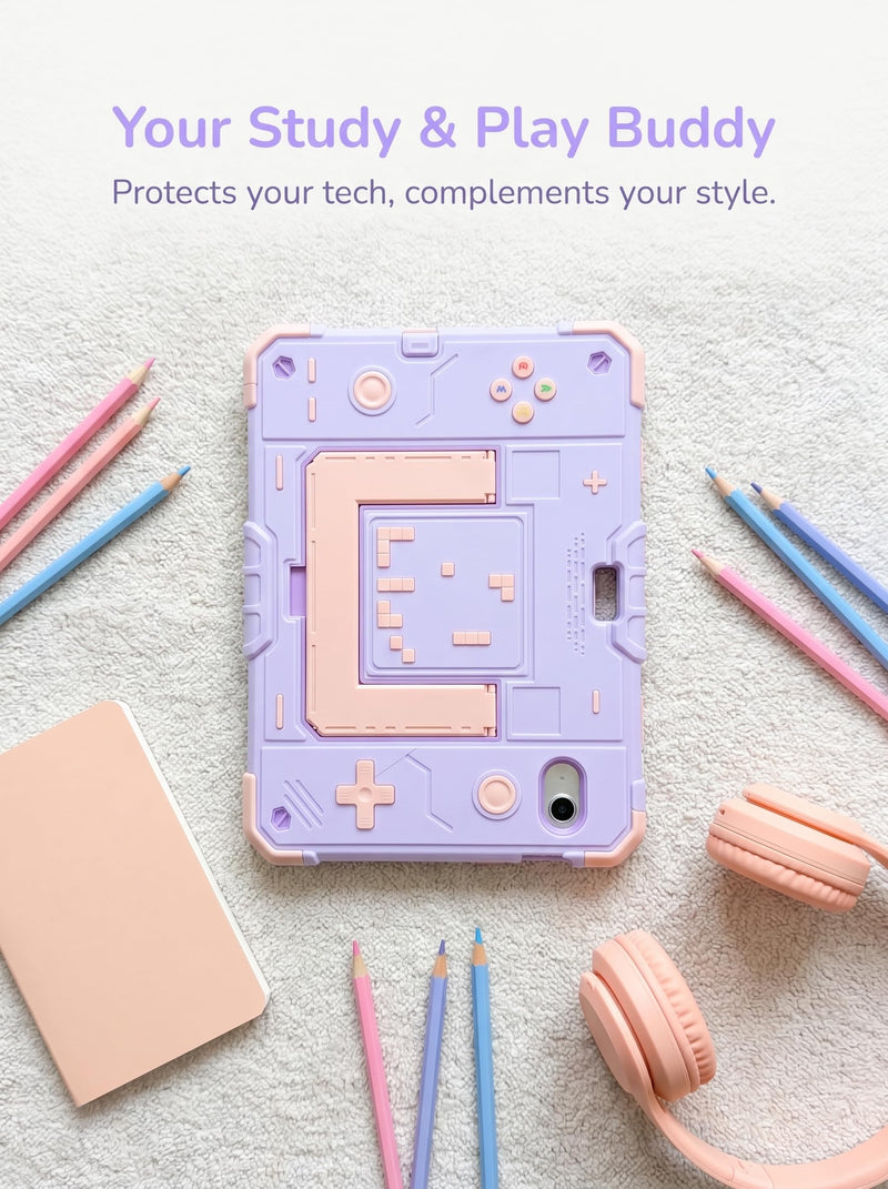 Compatible with iPad (A16) 11th Generation Case 11 Inch 2025, for iPad 10th Generation 10.9 Inch 2022, Silicone Fully-Body Rugged Heavy Duty Shockproof Protective Case with Pencil Holder (Pink/Purple) Pink/Purple