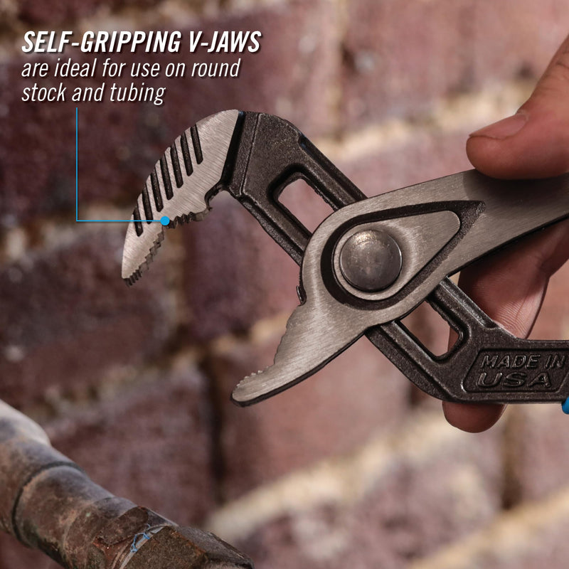 Channellock Tongue & Groove Pliers 432X - SpeedGrip V-Jaw, Push Button, Made in USA - 10 in. 432X 10" V-JAW