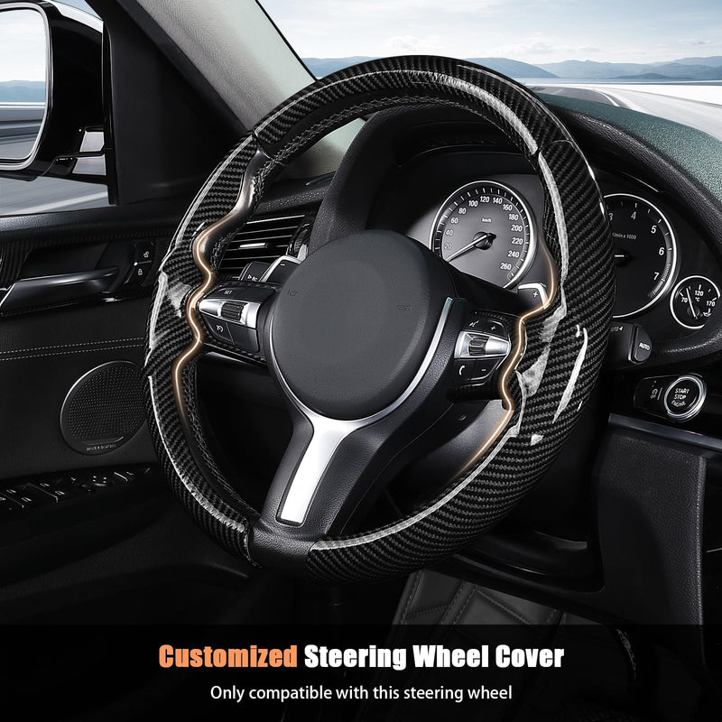 Aimato Customized Steering Wheel Cover for BMW(M Sport) X3 2014-2017/X5 2014-2018/3 Series 2012-2019/5 Series 2014-2016/328i 320i 330i 325i 528i 530i 535i 2 4 6 Series X2 X4 X6 M2 M4 M5 M6 Sport Bright Black