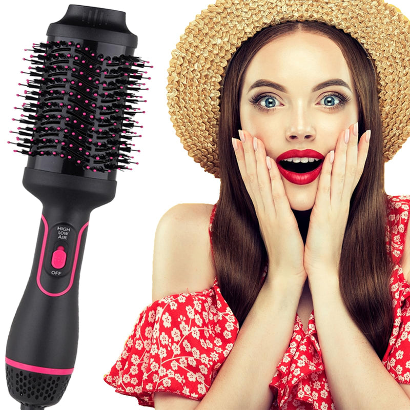 Hair Dryer Brush-Hot Air Brush with Blow Dryer Brush One-Step Hair Dryer and Volumizer, Air Curler, Hair Dryer, Hair Straighteners, Hair Wrapper,4 in 1 Hot Air Styling Brush（Pink Black） Pink Black