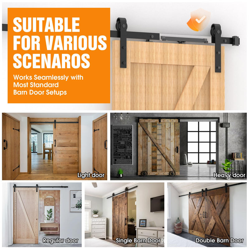 Barn Door Soft Close Kit,Matching 88-132 Pounds Single Door,Barn Door Buffer Damper Stopper is Suitable for Most Flat Track Sliding Door Systems,Upgrade Hole-Free Version, 4PCS Black 4Pcs