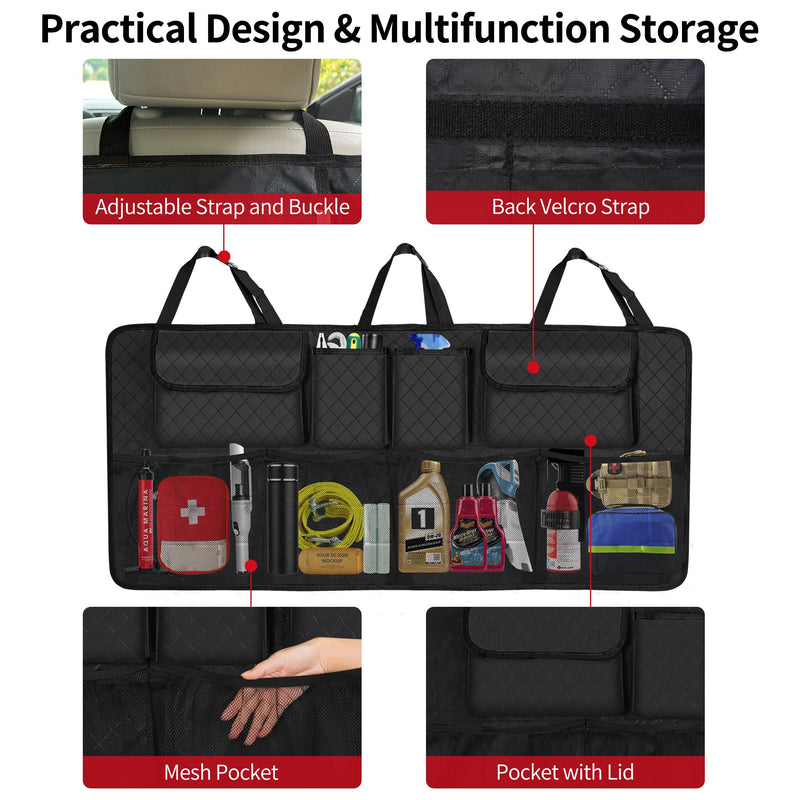 Car Trunk Organizer and Storage, Large Capacity Backseat Hanging Storage Accessories, Backseat Car Organizer for SUV/MPV/Truck (Black) Black