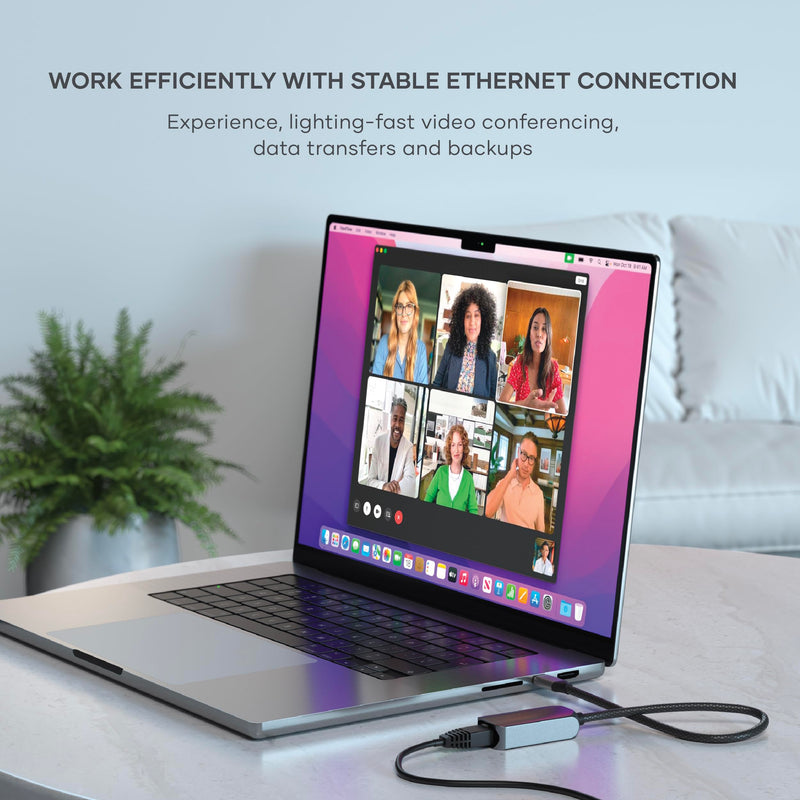 Satechi USB C to Ethernet Adapter, 2.5 Gbps Speed, Compatible with MacBook Air/Pro, iPad Pro, iPhone and More USB C Devices