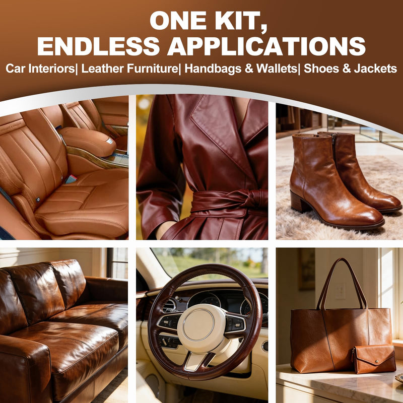 Leather Cleaner and Conditioner for Couch: Complete 2-Step Care Set for Car Interior Furniture Sofa Shoes Bags & Jackets