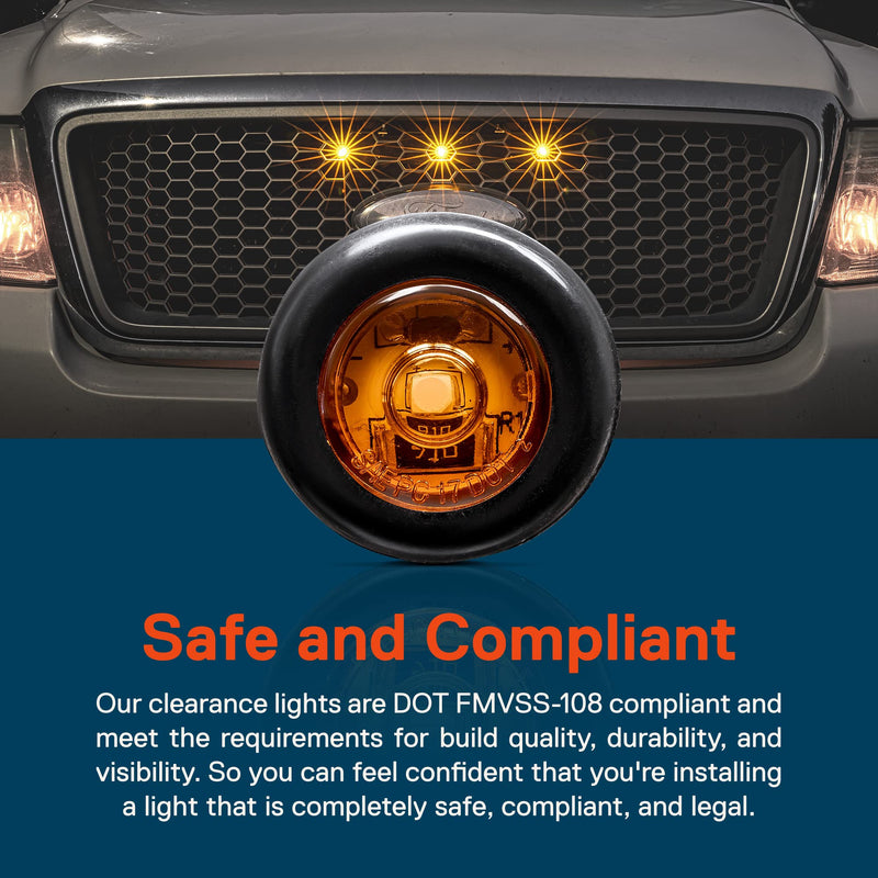 TRUE MODS 10pc 3/4" Inch Round Amber Trailer 12V LED Marker Light [DOT FMVSS 108] [SAE P2PC] [Semi-Spherical Output] [IP67 Waterproof] [Bullet Style] Small Clearance Marker Lights for Trailer Truck RV 10 pack Amber (Standard)