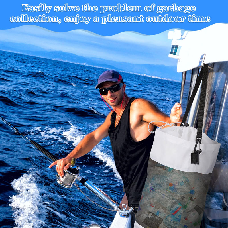 2 Packs Portable Boat Accessories Mesh Trash Bags Trash Can Garbage Container for Boat Kayak Camper Fishing Cabin Storage Men Women Adults(Black, White) Black, White