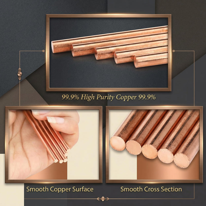 Therwen 20 Pcs Pure Copper Round Rod 11.8 Inch Length Bare Metal Solid Copper Rod Lathe Bar Stock for Crafts (0.12 Inch/ 3 mm in Diameter) 0.12 Inch/ 3 mm in Diameter