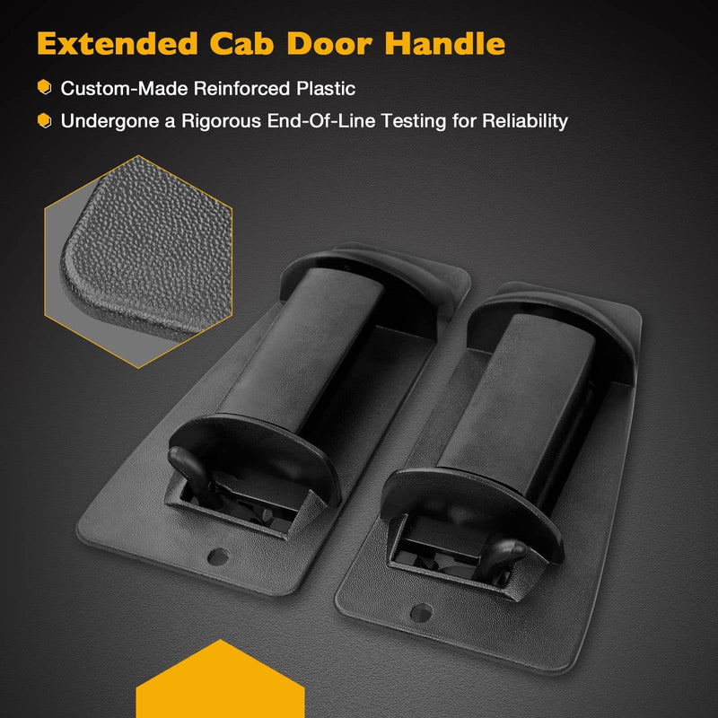 Extended Cab Door Handle Rear Left Driver and Right Passgenger Side | for 1999-2007 Chevy Silverado GMC Sierra 1500 2500 3500 | Replaces# 15758171, 15758172 Plastic Black