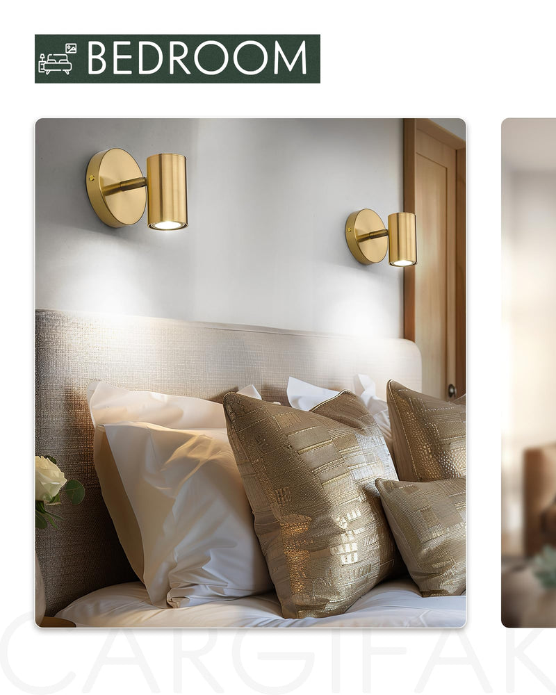 Gold Wall Sconce, Modern Wall Light Fixture, LED Track Lighting with GU10 Bulb for Bedroom Entryway Bathroom Kitchen, SL4830-1W-BB 1-Light Brass Gold 1 PACK