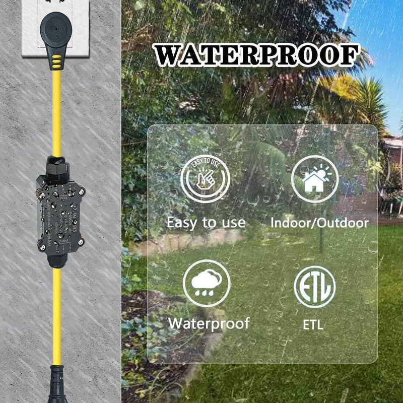 Outdoor Wireless Remote Control Outlet Plug,AC110V Waterproof Remote Control Power Switch,AC110V/120V/250V/20A Heavy Duty Smart Outlet,164FT Range,Suitable for Lamps,Electrical Equipment,etc AC110V waterproof Outlet Switch