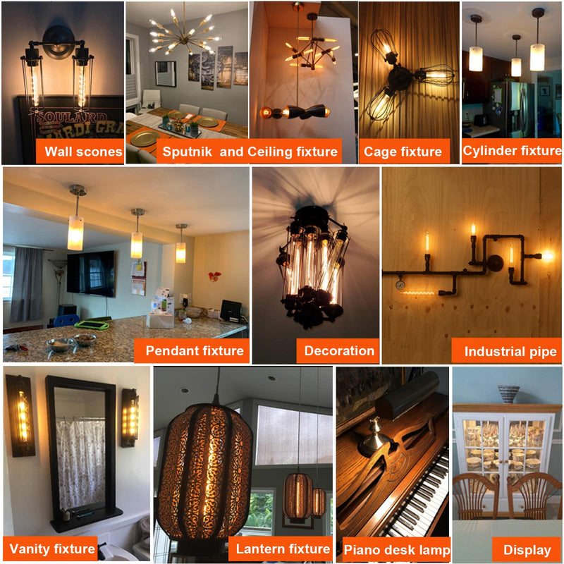 LiteHistory Dimmable E26 Light Bulb 6W Equal 60 watt led Light Bulb AC120V Warm White 2700K Edison 60 Watt 600LM T10 Bulb for Rustic Pendant,Industrial Pipe,Wall sconces,Vanity 6Pack 6w=60w Warm White 2700k 7.3 Inch(6 count)