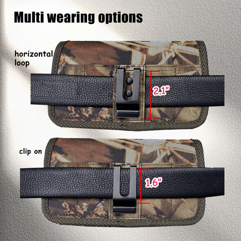 Camo Cell Phone Holster for Men, Belt Clip Phone Holder, Large Tactical Phone Pouch for iPhone 17 16 15 14 Pro Max 17 16 15 14 Plus, for Galaxy S25 Ultra,S25 Plus,Heavy Duty Buckle Closure