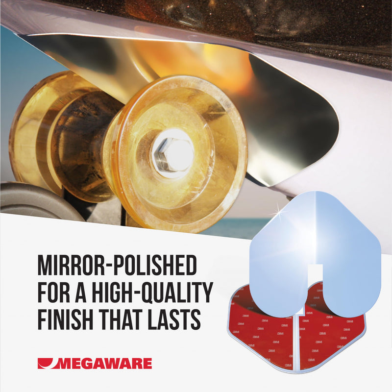 MEGAWARE KEELGUARD XL ScuffBuster BowGuard, Notched, 9" x 8.75" | Protects from Scuffs and Scratches, Stainless Steel Shield, 3M Adhesive, Mirror Polished Finish, Notch for Boats