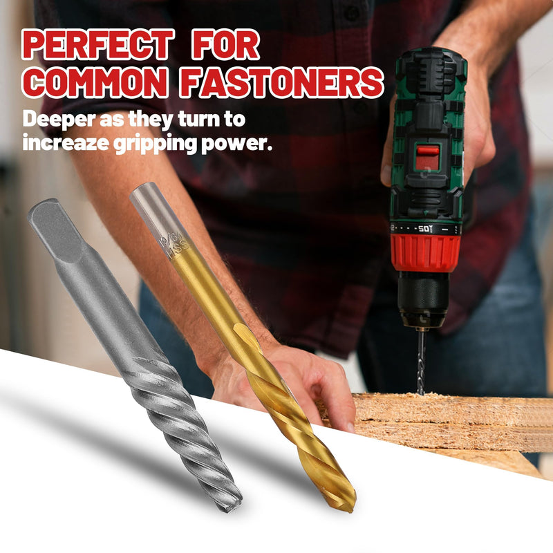 18Pcs Screw Extractor and Left Hand Drill Bit Set, Easy Out Broken Bolt Remover Reverse 6542/4341 HSS Steel Cobalt, Bolt Extractor Kit for Remove Stripped Screws, Damaged Bolts Studs Upgarded Kit-18PCS