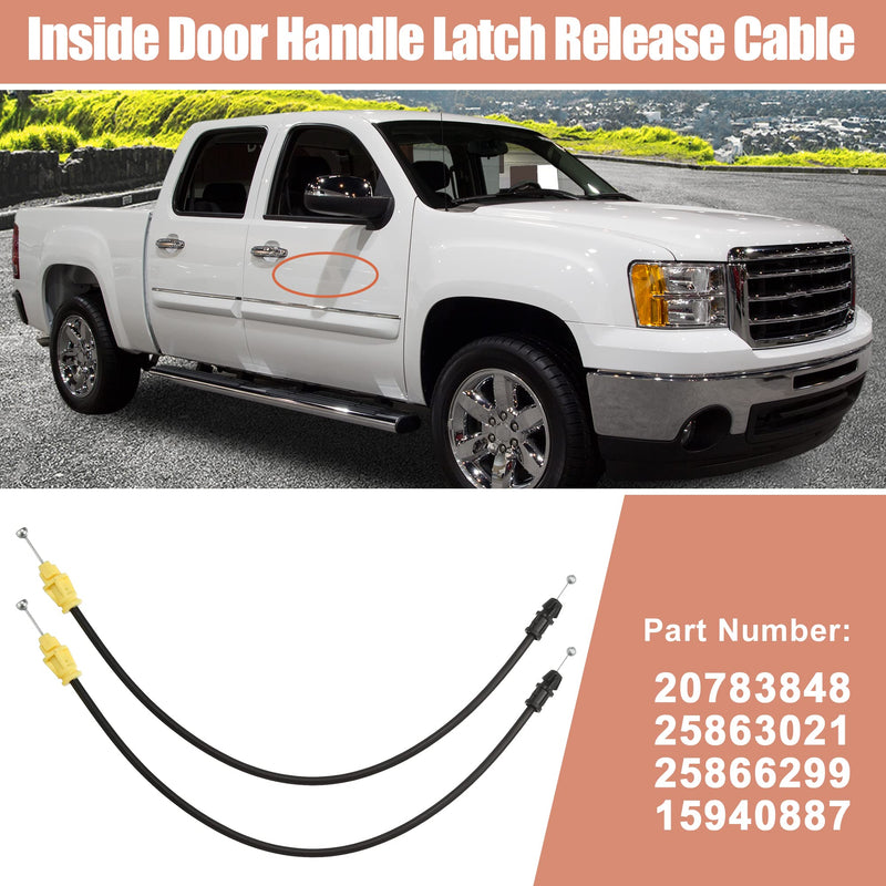X AUTOHAUX 2pcs Car Door Latch Release Cable for Chevrolet Silverado 1500 2500 3500 HD for GMC Sierra 1500 2500 3500HD for Chevrolet Cheyenne Inside Door Handle Latch Cable 20783848 25880301