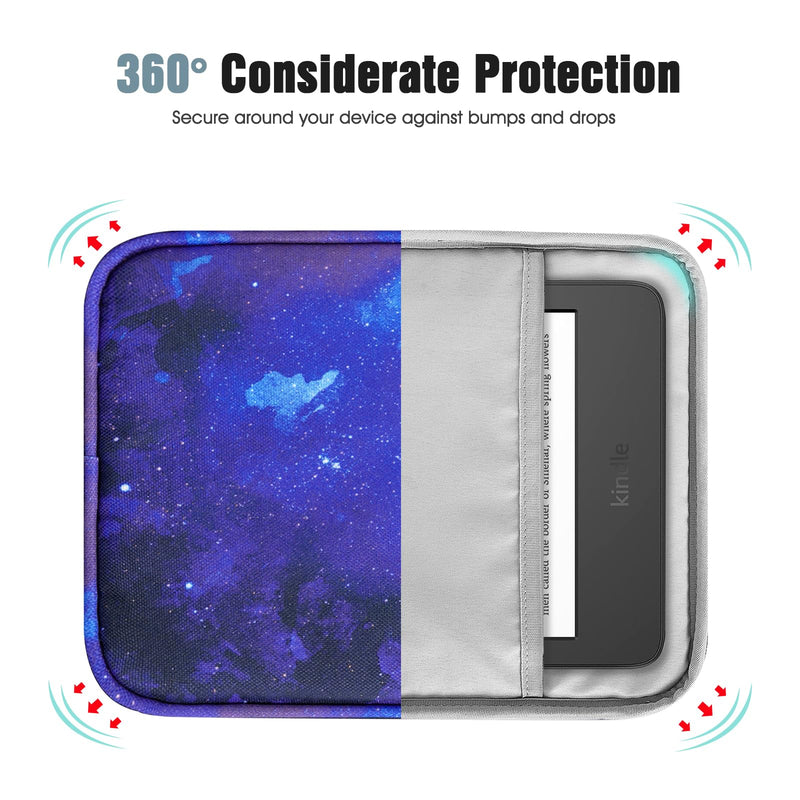 TiMOVO 6-7 Inch Tablet Sleeve for All-New Kindle 2022/10th Gen 2019 /Kindle Paperwhite 11th Gen 2021/Kindle Oasis E-Reader, Protective Case with Pocket for Kindle (8th Gen, 2016), Blue Starry Sky B-Blue Starry Sky