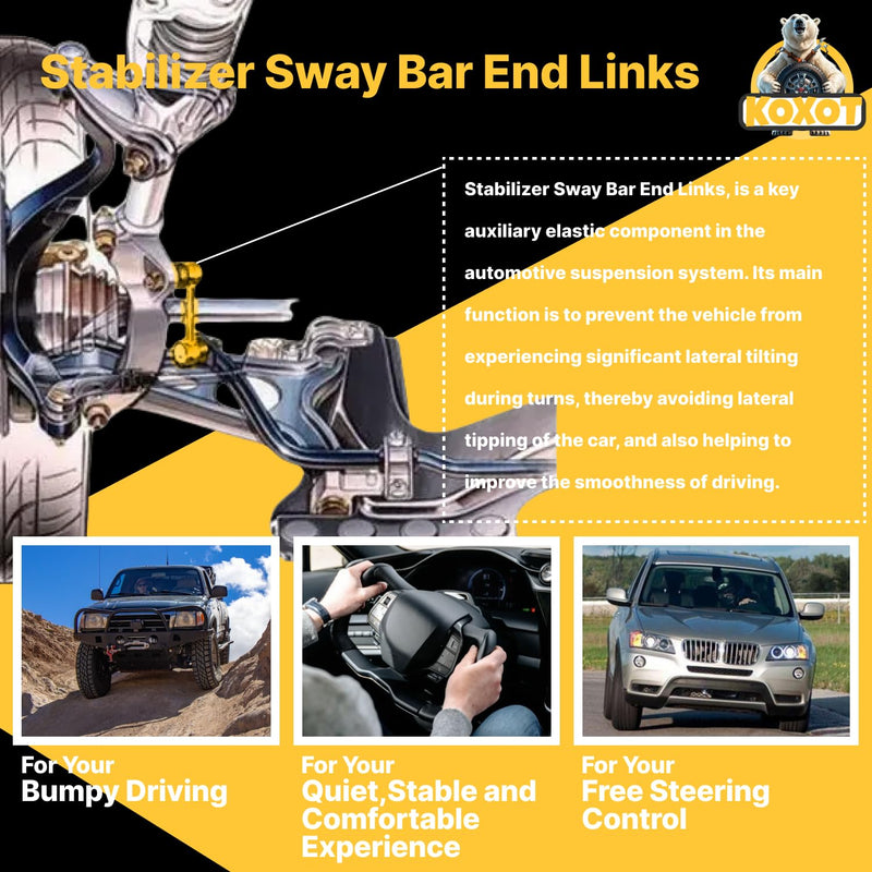 K750552 K750553 2Pcs Front Sway Stabilizer Bar Link Compatible With Chevy 2010-2015 Camaro [M10 Stud; For 3.6L V6 3564cc/217cid], 2010-2015 Camaro [M10 Stud; For 6.2L V8 6162cc/376cid]
